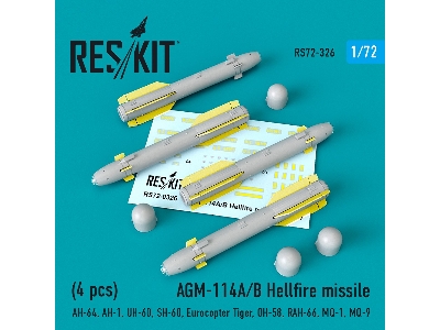 Agm-114a/B Hellfire Missiles (4 Pcs) (Ah-64, Ah-1, Uh-60, Sh-60, Eurocopter Tiger, Oh-58, Rah-66, Mq-1, Mq-9) - zdjęcie 1