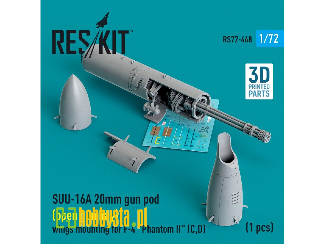 Suu-16a 20mm Gun Pod (Open Gun Bay) Wings Mounting For F-4 'phantom Ii' (C, D) (1pc) (3d Printed) - zdjęcie 1 Suu-16a 20mm Gun Pod (Open Gun Bay) Wings Mounting For F-4 'phantom Ii' (C, D) (1pc) (3d Printed) - zdjęcie 1