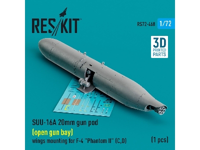 Suu-16a 20mm Gun Pod (Open Gun Bay) Wings Mounting For F-4 'phantom Ii' (C, D) (1pc) (3d Printed) - zdjęcie 2