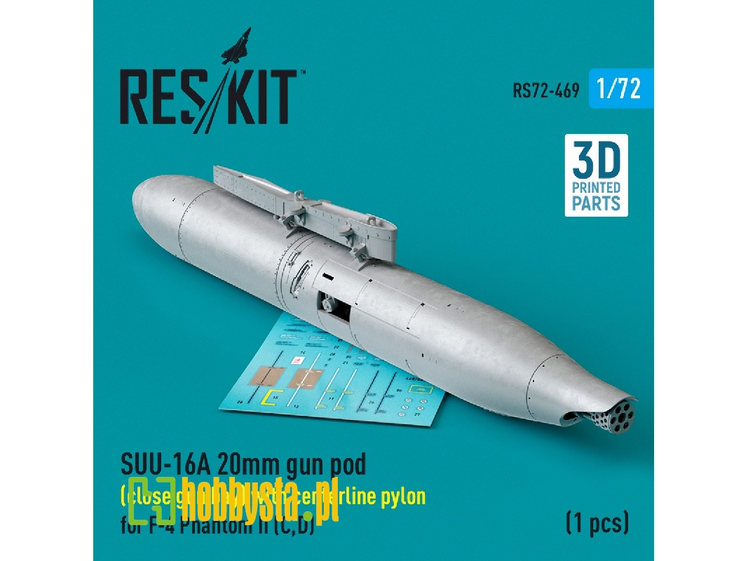 Suu-16a 20mm Gun Pod (Close Gun Bay) With Centerline Pylon For F-4 'phantom Ii' (C, D) (1pc) (3d Printed) - zdjęcie 1 Suu-16a 20mm Gun Pod (Close Gun Bay) With Centerline Pylon For F-4 'phantom Ii' (C, D) (1pc) (3d Printed) - zdjęcie 1