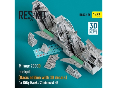 Mirage 2000d Cockpit (Basic Edition With 3d Decals) For Kitty Hawk / Zimimodel Kit (3d Printed) - zdjęcie 1