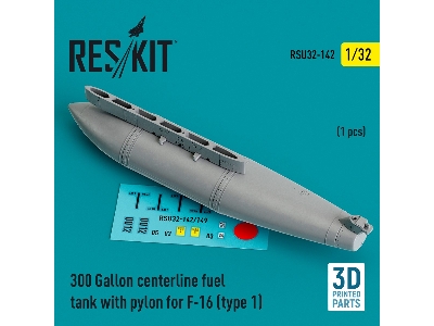 300 Gallon Centerline Fuel Tank With Pylon For F-16 (Type 1) (1pc) (3d Printed) - zdjęcie 1