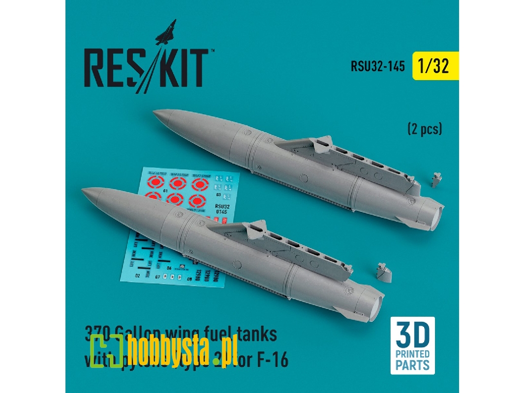 370 Gallon Wing Fuel Tanks With Pylons (Type 2) For F-16 (2pcs) (3d Printed) - zdjęcie 1 370 Gallon Wing Fuel Tanks With Pylons (Type 2) For F-16 (2pcs) (3d Printed) - zdjęcie 1