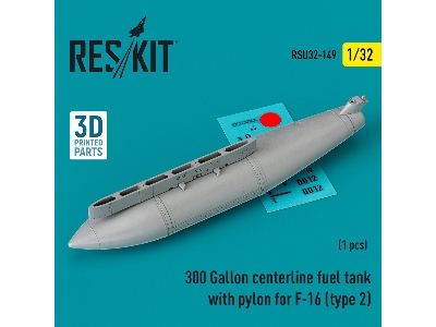 300 Gallon Centerline Fuel Tank With Pylon For F-16 (Type 2) (1pc) (3d Printed) - zdjęcie 1