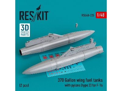 370 Gallon Wing Fuel Tanks With Pylons (Type 2) For F-16 (2pcs) (3d Printed) - zdjęcie 1