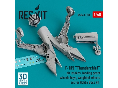 F-105 'thunderchief' Air Intakes, Landing Gears With Wheels Bays And Weighted Wheels Set For Hobby Boss Kit (3d Printed) - zdję