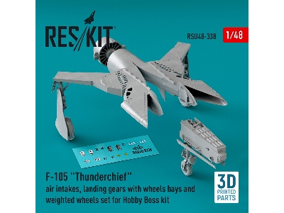 F-105 'thunderchief' Air Intakes, Landing Gears With Wheels Bays And Weighted Wheels Set For Hobby Boss Kit (3d Printed) - zdję