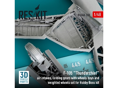 F-105 'thunderchief' Air Intakes, Landing Gears With Wheels Bays And Weighted Wheels Set For Hobby Boss Kit (3d Printed) - zdję