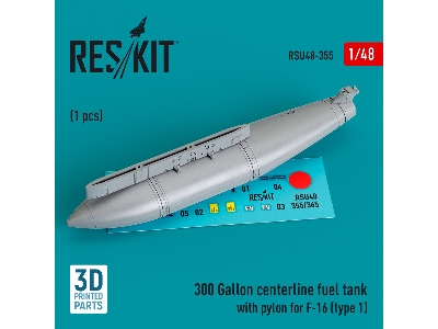 300 Gallon Centerline Fuel Tank With Pylon For F-16 (Type 1) (1pc) (3d Printed) - zdjęcie 1