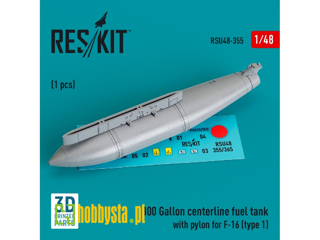 300 Gallon Centerline Fuel Tank With Pylon For F-16 (Type 1) (1pc) (3d Printed) - zdjęcie 1 300 Gallon Centerline Fuel Tank With Pylon For F-16 (Type 1) (1pc) (3d Printed) - zdjęcie 1