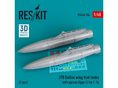 370 Gallon Wing Fuel Tanks With Pylons (Type 1) For F-16 (2pcs) (3d Printed) - zdjęcie 1