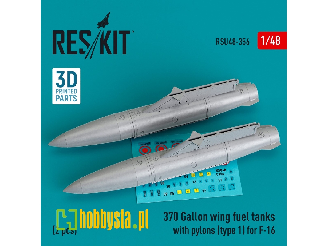 370 Gallon Wing Fuel Tanks With Pylons (Type 1) For F-16 (2pcs) (3d Printed) - zdjęcie 1 370 Gallon Wing Fuel Tanks With Pylons (Type 1) For F-16 (2pcs) (3d Printed) - zdjęcie 1