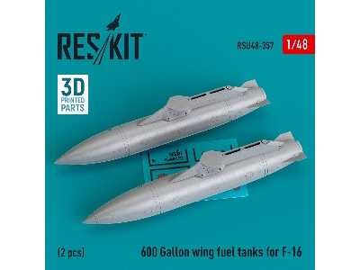 600 Gallon Wing Fuel Tanks For F-16 (2pcs) (3d Printed) - zdjęcie 1