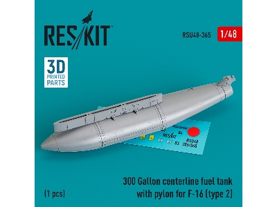 300 Gallon Centerline Fuel Tank With Pylon For F-16 (Type 2) (1pc) (3d Printed) - zdjęcie 1
