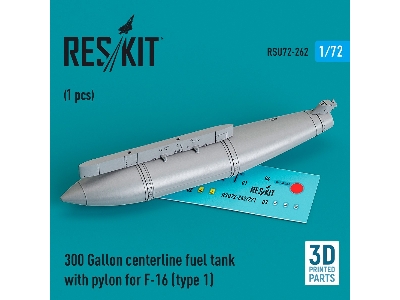 300 Gallon Centerline Fuel Tank With Pylon For F-16 (Type 1) (1pc) (3d Printed) - zdjęcie 1