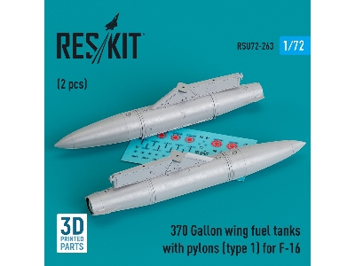370 Gallon Wing Fuel Tanks With Pylons (Type 1) For F-16 (2pcs) (3d Printed) - zdjęcie 1
