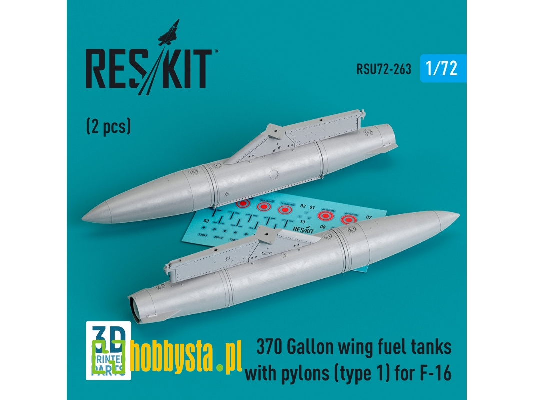 370 Gallon Wing Fuel Tanks With Pylons (Type 1) For F-16 (2pcs) (3d Printed) - zdjęcie 1 370 Gallon Wing Fuel Tanks With Pylons (Type 1) For F-16 (2pcs) (3d Printed) - zdjęcie 1
