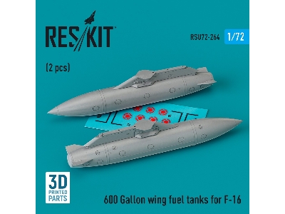 600 Gallon Wing Fuel Tanks For F-16 (2pcs) (3d Printed) - zdjęcie 1