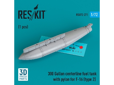 300 Gallon Centerline Fuel Tank With Pylon For F-16 (Type 2) (1pc) (3d Printed) - zdjęcie 1