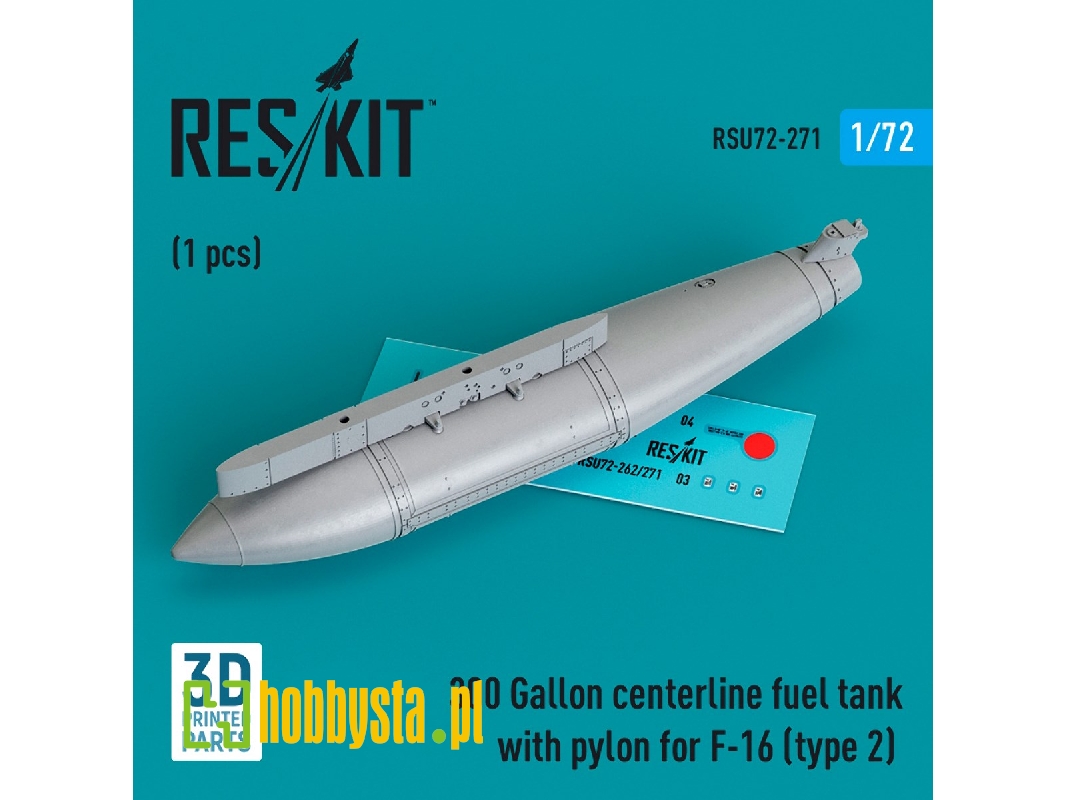 300 Gallon Centerline Fuel Tank With Pylon For F-16 (Type 2) (1pc) (3d Printed) - zdjęcie 1 300 Gallon Centerline Fuel Tank With Pylon For F-16 (Type 2) (1pc) (3d Printed) - zdjęcie 1