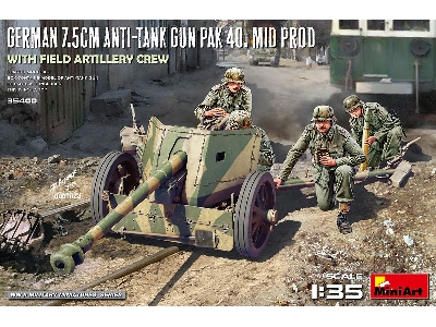 German 7.5cm Anti-tank Gun Pak 40. Mid Prod. With Field Artillery Crew - zdjęcie 1
