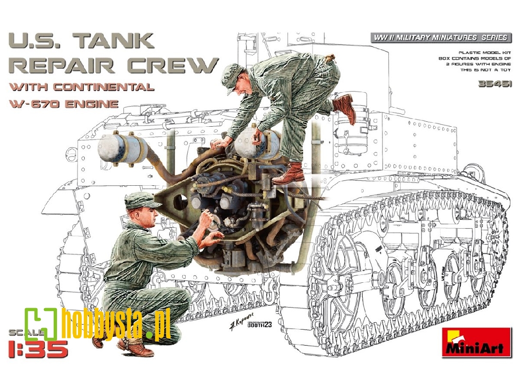 U.S. Tank Repair Crew With Continental W-670 Engine - zdjęcie 1 U.S. Tank Repair Crew With Continental W-670 Engine - zdjęcie 1