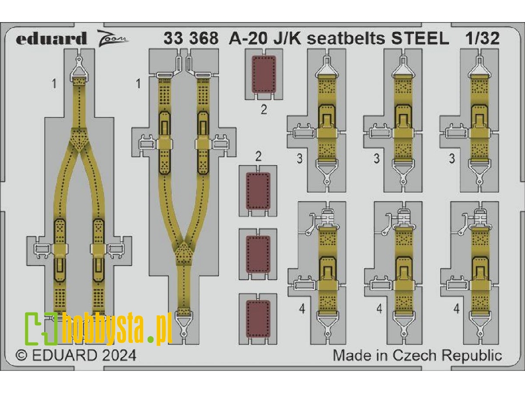 A-20J/ K seatbelts STEEL 1/32 - HONG KONG MODELS - zdjęcie 1 A-20J/ K seatbelts STEEL 1/32 - HONG KONG MODELS - zdjęcie 1