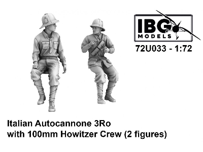 Italian Autocannone 3ro With 100mm Howitzer Crew (2 Figures) - zdjęcie 1