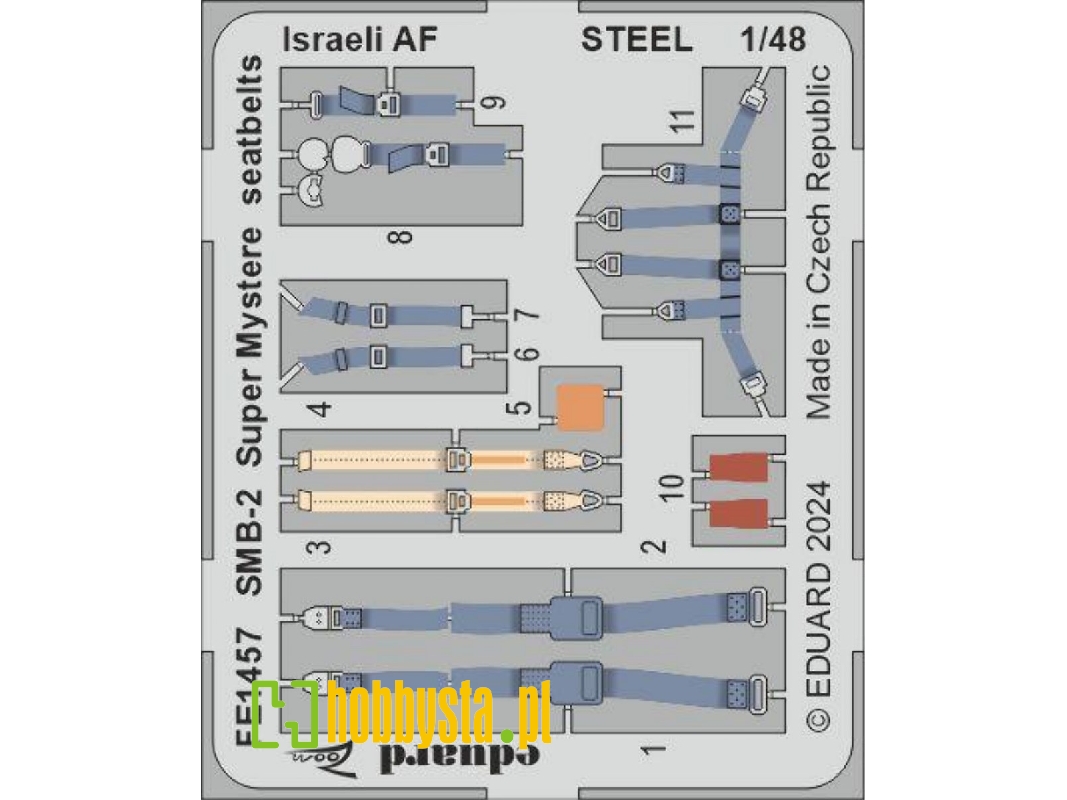 SMB-2 Super Mystere seatbelts Israeli AF STEEL 1/48 - SPECIAL HOBBY - zdjęcie 1 SMB-2 Super Mystere seatbelts Israeli AF STEEL 1/48 - SPECIAL HOBBY - zdjęcie 1