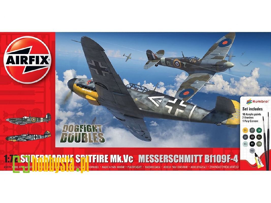 Supermarine Spitfire Mk.Vc & Messerschmitt Bf-109 F-4 - Dogfight Double (New Tooling - zdjęcie 1 Supermarine Spitfire Mk.Vc & Messerschmitt Bf-109 F-4 - Dogfight Double (New Tooling - zdjęcie 1