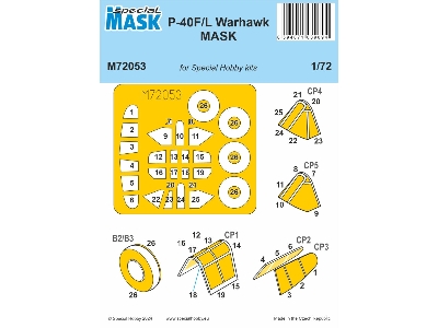 P-40f/L Warhawk Mask (For Special Hobby Kits) - zdjęcie 1