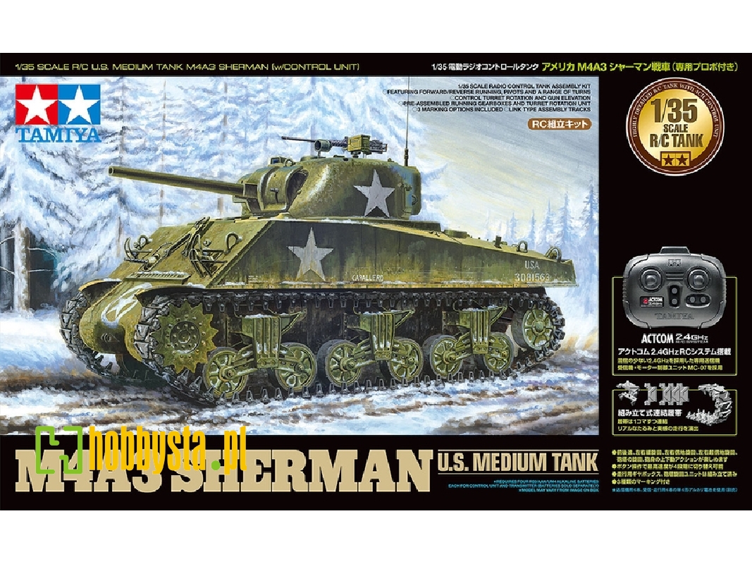 Rc U.S. Medium Tank M4a3 Sherman (With Control Unit) - zdjęcie 1