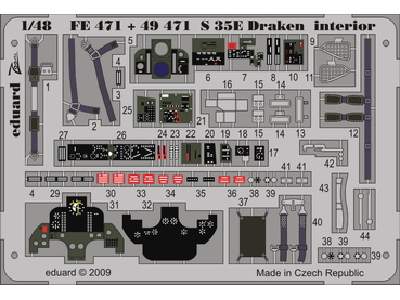  S 35E Draken interior S. A. 1/48 - Hasegawa - blaszki - zdjęcie 1