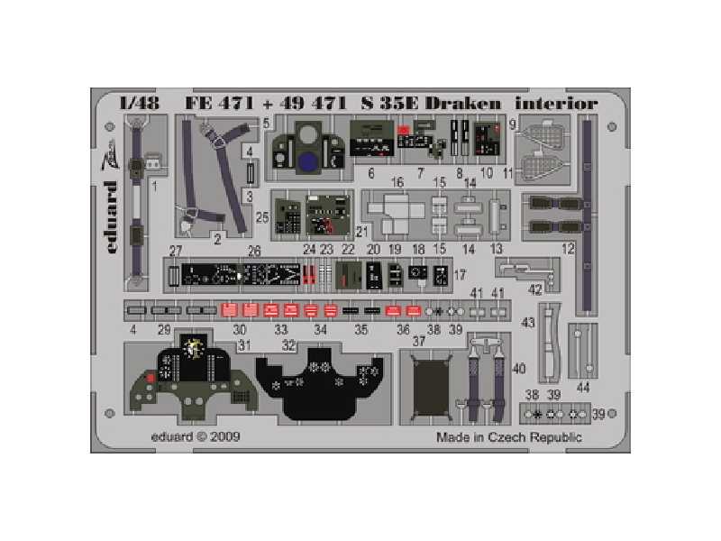  S 35E Draken interior S. A. 1/48 - Hasegawa - blaszki - zdjęcie 1