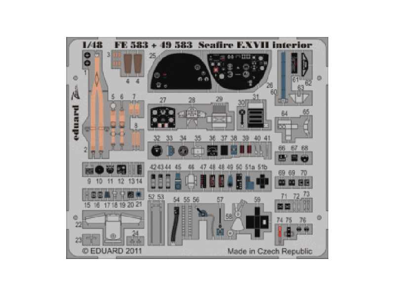 Seafire F. XVII interior S. A. 1/48 - Airfix - blaszki - zdjęcie 1 Seafire F. XVII interior S. A. 1/48 - Airfix - blaszki - zdjęcie 1