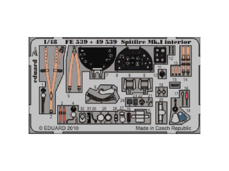  Spitfire Mk. I interior S. A. 1/48 - Airfix - blaszki - zdjęcie 1