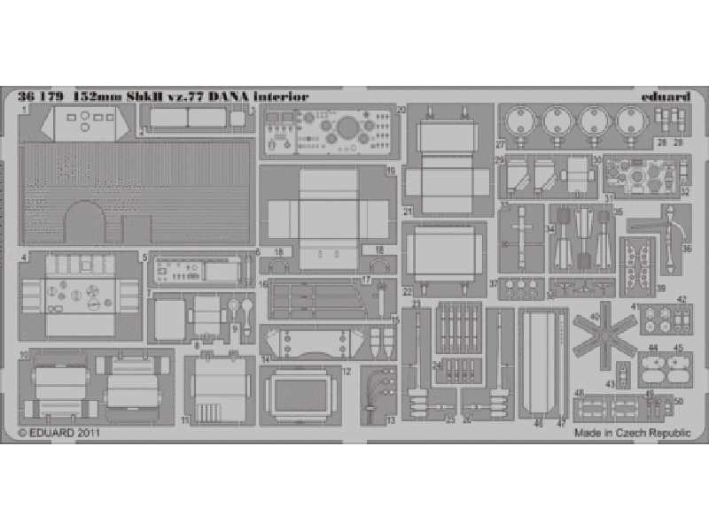  152mm ShkH vz.77 DANA interior 1/35 - Hobby Boss - blaszki - zdjęcie 1