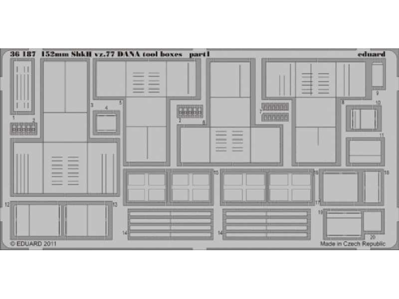  152mm ShkH vz.77 DANA tool boxes 1/35 - Hobby Boss - blaszki - zdjęcie 1