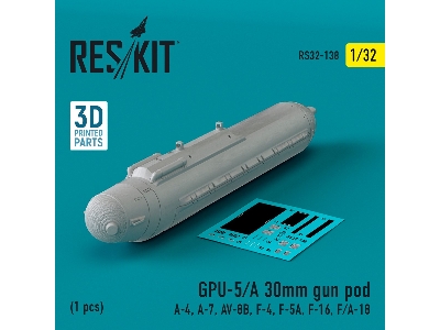Gpu-5/A 30mm Gun Pod (1pc) (A-4, A-7, Av-8b, F-4, F-5a, F-16, F/A-18) (3d Printed) - zdjęcie 2