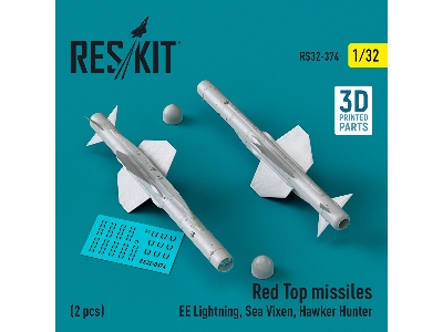 Red Top Missiles (2pcs) (Ee Lightning, Sea Vixen, Hawker Hunter) (3d Printed) - zdjęcie 1
