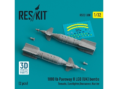 1000 Lb Paveway Ii Lgb (Uk) Bombs (2pcs) (Tornado, Eurofighter, Buccaneer, Harrier) (3d Printed) - zdjęcie 1