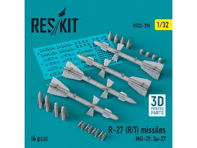 R-27 (R/T) Missiles (4pcs) (Mig-29, Su-27) (3d Printed) - zdjęcie 1