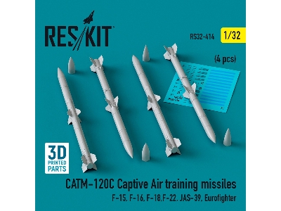 Catm-120c Captive Air Training Missiles (4pcs) (F-15, F-16, F-18, F-22, Jas-39, Eurofighter) (3d Printed) - zdjęcie 1
