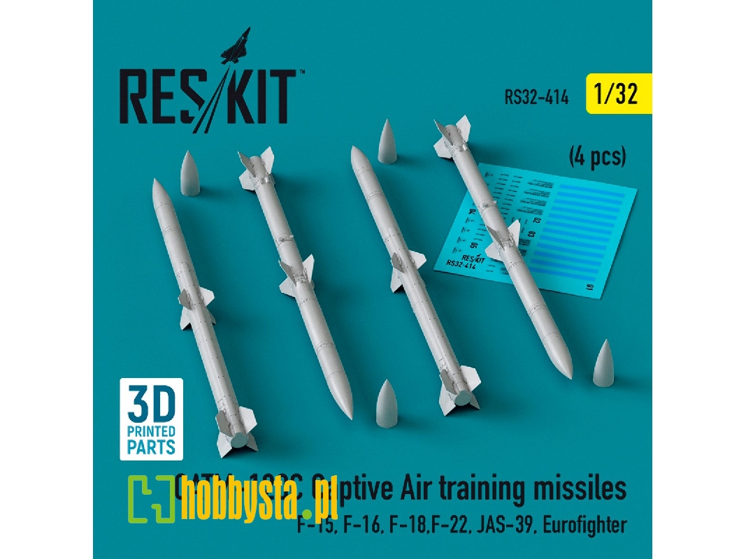 Catm-120c Captive Air Training Missiles (4pcs) (F-15, F-16, F-18, F-22, Jas-39, Eurofighter) (3d Printed) - zdjęcie 1
