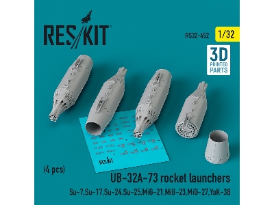 Ub-32a-73 Rocket Launchers (4pcs) (Su-7, Su-17, Su-24, Su-25, Mig-21, Mig-23, Mig-27, Yak-38) (3d Printed) - zdjęcie 1