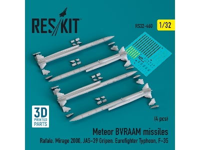 Meteor Bvraam Missiles (4pcs) (Rafale, Mirage 2000, Jas-39 Gripen, Eurofighter Typhoon, F-35) (3d Printed) - zdjęcie 1