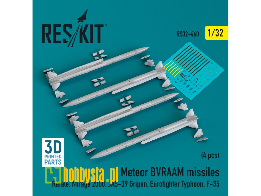 Meteor Bvraam Missiles (4pcs) (Rafale, Mirage 2000, Jas-39 Gripen, Eurofighter Typhoon, F-35) (3d Printed) - zdjęcie 1