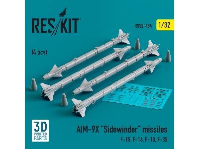 Aim-9x 'sidewinder' Missiles (4pcs) (F-15, F-16, F-18, F-35) (3d Printed) - zdjęcie 1