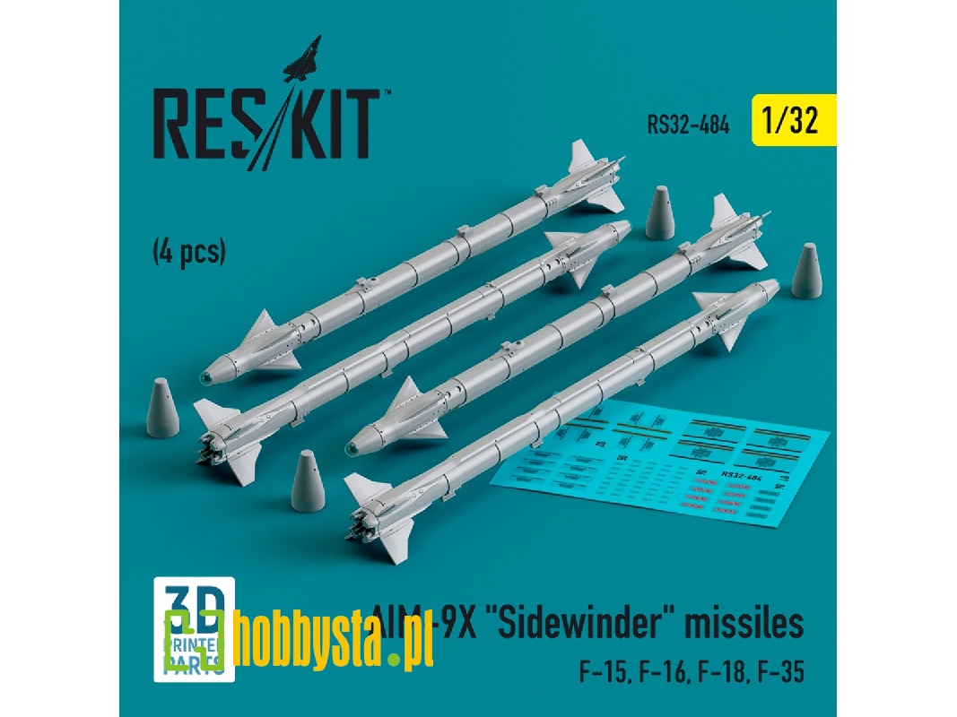 Aim-9x 'sidewinder' Missiles (4pcs) (F-15, F-16, F-18, F-35) (3d Printed) - zdjęcie 1 Aim-9x 'sidewinder' Missiles (4pcs) (F-15, F-16, F-18, F-35) (3d Printed) - zdjęcie 1