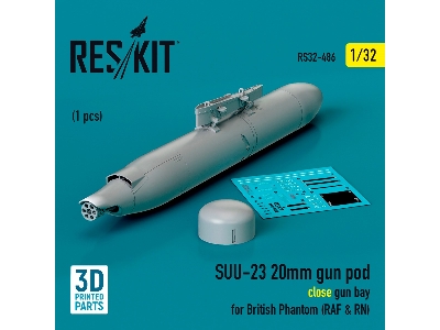 Suu-23 20mm Gun Pod (Close Gun Bay) For British Phantom (Raf And Rn) (1pc) (3d Printed) - zdjęcie 1